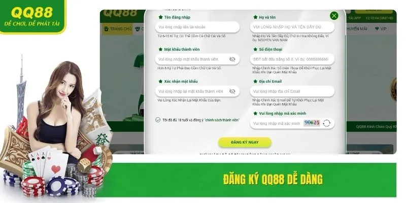 Đăng ký QQ88 dễ dàng